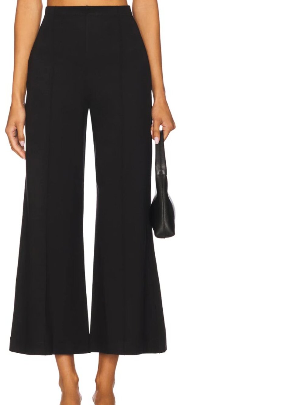 Ripley Rader Black Ponte Knit Cropped Wide Leg Pant High Waist Pull On XS Size 1